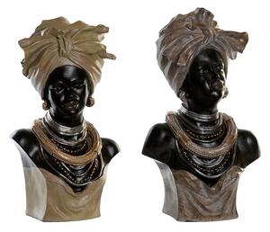 Decorative Figure DKD Home Decor Black Beige Colonial African Woman 22 x 15 x 37 cm (2 Units)