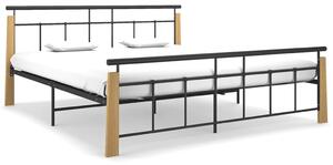 Bed Frame Metal and Solid Oak Wood 180x200 cm 6FT Super King