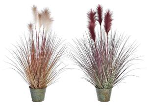 Decorative Plant DKD Home Decor Orange Polyethylene Burgundy Brass 20 x 20 x 90 cm (2 Units)