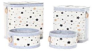 Set of Baskets DKD Home Decor White Black Grey Golden Bamboo Stars 41 x 31 x 42 cm (4 Pieces) (2 Units)