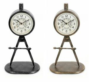 Table clock DKD Home Decor 17 x 8 x 31 cm Black Golden Iron PVC Loft (2 Units)