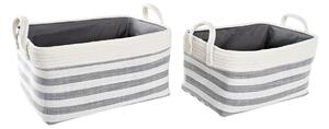 Basket set DKD Home Decor Stripes Grey Cotton (40 x 30 x 23 cm) (2 Pieces)