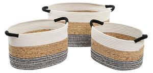 Basket set DKD Home Decor Beige Cotton Natural Fibre (42 x 32 x 24 cm) (3 Pieces)