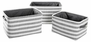 Basket set DKD Home Decor Grey Stripes Cotton (42 x 32 x 25 cm) (3 Pieces)