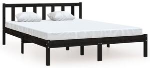 Bed Frame Black Solid Wood Pine 150x200 cm King Size