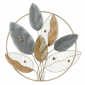 Wall Decoration DKD Home Decor Metal Multicolour Modern Framed Leaf of a plant (83,8 x 5,7 x 87,6 cm)