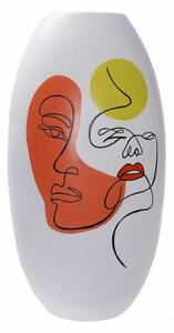 Vase DKD Home Decor Face White Resin Multicolour (20,5 x 20,5 x 38 cm)