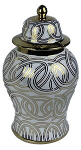 Vase DKD Home Decor Porcelain Golden White Oriental (17 x 17 x 31 cm)