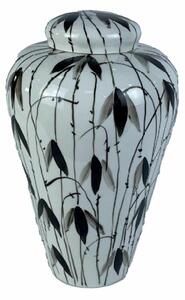 Tibor DKD Home Decor Porcelain Black White Oriental Leaf of a plant (23 x 23 x 33 cm)