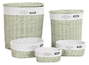 Set of Baskets DKD Home Decor Green wicker 51 x 37 x 56 cm (5 Pieces)