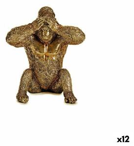 Decorative Figure Gorilla Golden Resin (9 x 18 x 17 cm)