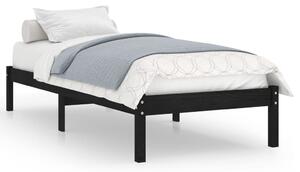Bed Frame Black Solid Wood 75x190 cm Small Single