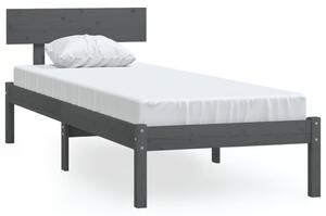 Bed Frame Grey Solid Wood Pine 75x190 cm Small Single
