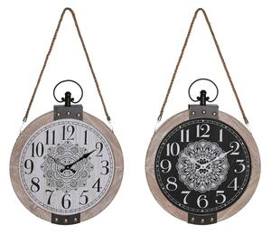 Table clock DKD Home Decor 40 x 6,5 x 46 cm Black White Iron Mandala MDF Wood (2 Units)