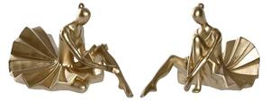 Decorative Figure DKD Home Decor 17 x 23 x 14,5 cm Golden Ballet Dancer (2 Units)