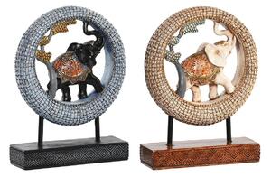 Decorative Figure DKD Home Decor 19,5 x 6,3 x 25,5 cm Elephant Beige Blue Colonial (2 Units)