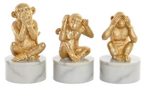 Decorative Figure DKD Home Decor White Golden Tropical Monkeys 10,5 x 10,5 x 18,5 cm (3 Pieces)