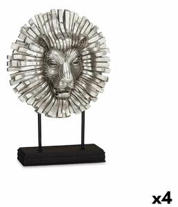 Decorative Figure Lion Silver 28 x 38,5 x 11,5 cm (4 Units)