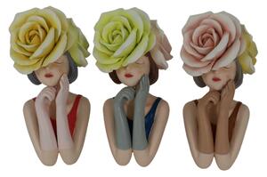 Decorative Figure DKD Home Decor 14,5 x 11,5 x 28,7 cm Lady Multicolour (3 Units)