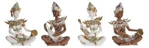 Decorative Figure DKD Home Decor White Brown Buddha Oriental 18 x 12 x 27,5 cm (4 Pieces)