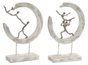 Decorative Figure DKD Home Decor 32,5 x 10 x 47 cm Silver White Ballet Dancer Modern Stripped (2 Units)