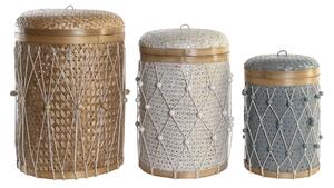 Basket set DKD Home Decor Multicolour Bamboo Boho 46 x 46 x 58 cm