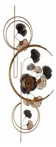 Hanging decoration Flowers Mural Golden Metal Copper (60 x 150 x 7,5 cm)