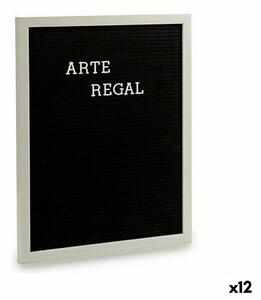 Painting Black White Panel 144 Letters (2,5 x 50,5 x 40,5 cm) (12 Units)