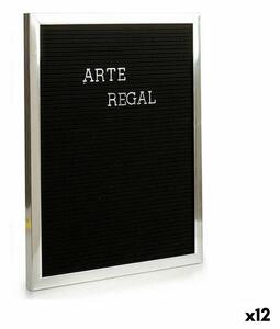 Painting Silver Black Panel 144 Letters (2,5 x 50,5 x 40,5 cm) (12 Units)