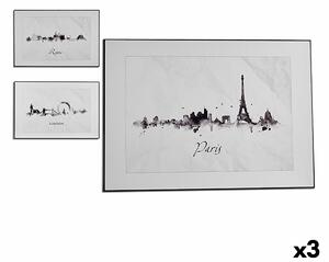 Painting City Black White Particleboard (81,5 x 3 x 121 cm) (3 Units)