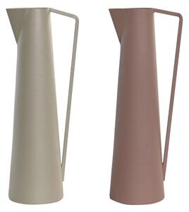 Vase DKD Home Decor Beige Pink Iron 12 x 10 x 35 cm (2 Units)