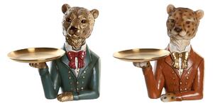 Decorative Figure DKD Home Decor 17,5 x 11 x 23,5 cm Blue Golden Brown Leopard Colonial (2 Units)