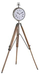 Table clock DKD Home Decor 22 x 40 x 80 cm Natural Silver Aluminium Tripod Mango wood Traditional