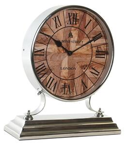 Table clock DKD Home Decor 30 x 9,5 x 33 cm Natural Silver Aluminium Mango wood Traditional