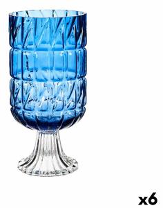 Vase Engraving Blue Crystal 13 x 26,5 x 13 cm (6 Units)