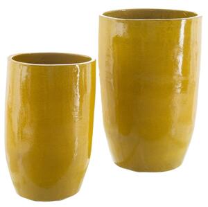 Vase 52 x 52 x 80 cm Ceramic Yellow (2 Units)