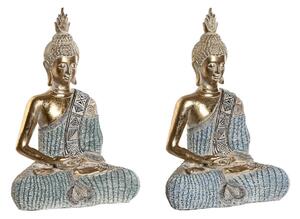 Decorative Figure DKD Home Decor 23 x 13 x 34 cm Blue Buddha Turquoise Oriental Stripped (2 Units)