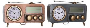 Table clock DKD Home Decor 33 x 11,5 x 26 cm Grey Copper Iron Vintage (2 Units)