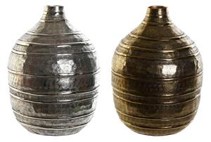 Vase DKD Home Decor 20 x 20 x 28,5 cm Silver Golden Aluminium Modern (2 Units)