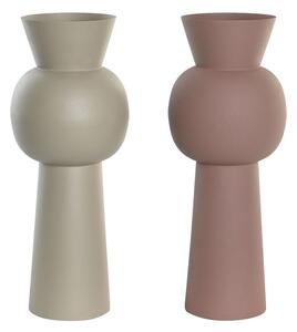 Vase DKD Home Decor Beige Pink Iron 19 x 19 x 51,5 cm (2 Units)