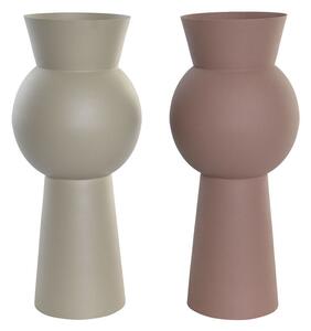 Vase DKD Home Decor Beige Pink Iron 17 x 17 x 40,5 cm (2 Units)