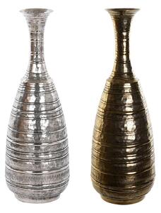 Vase DKD Home Decor 24 x 24 x 67 cm Aged finish Silver Golden Aluminium Modern (2 Units)