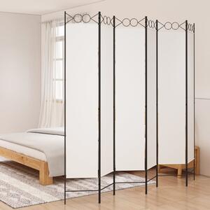 6-Panel Room Divider White 240x220 cm Fabric