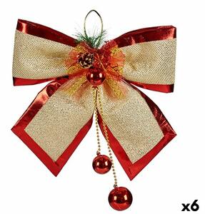 Lasso Christmas bauble Red Golden Plastic 33 x 9 x 33 cm (6 Units)