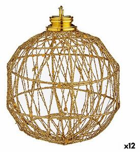 Set of Christmas balls Die-cutting 10 cm Golden Metal (12 Units)