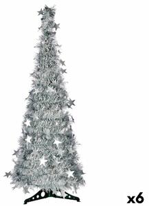 Christmas Tree Silver Tinsel 38 x 38 x 150 cm (6 Units)