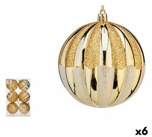 Set of Christmas balls 8 cm Golden PVC (6 Units)