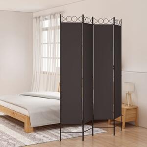 4-Panel Room Divider Brown 160x220 cm Fabric