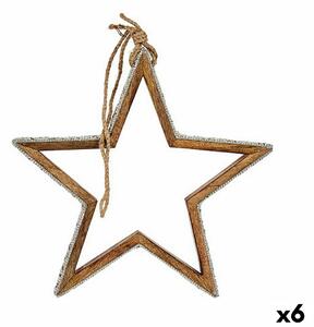 Christmas bauble Star Silver Jute Wood 28,5 x 6 x 56 cm (6 Units)