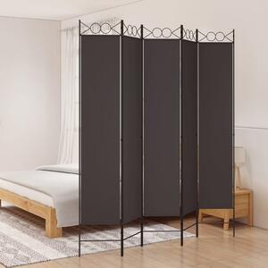 5-Panel Room Divider Brown 200x220 cm Fabric